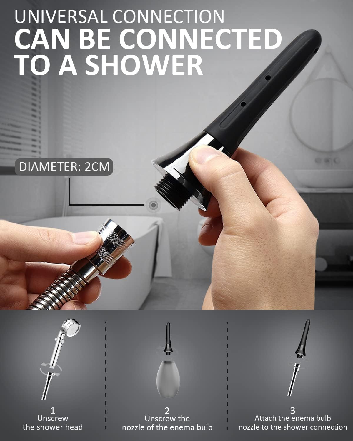 Onegreen Enema Douche Bulb Anti Back-Flow Portable Anal Douche Connected to Shower Hole