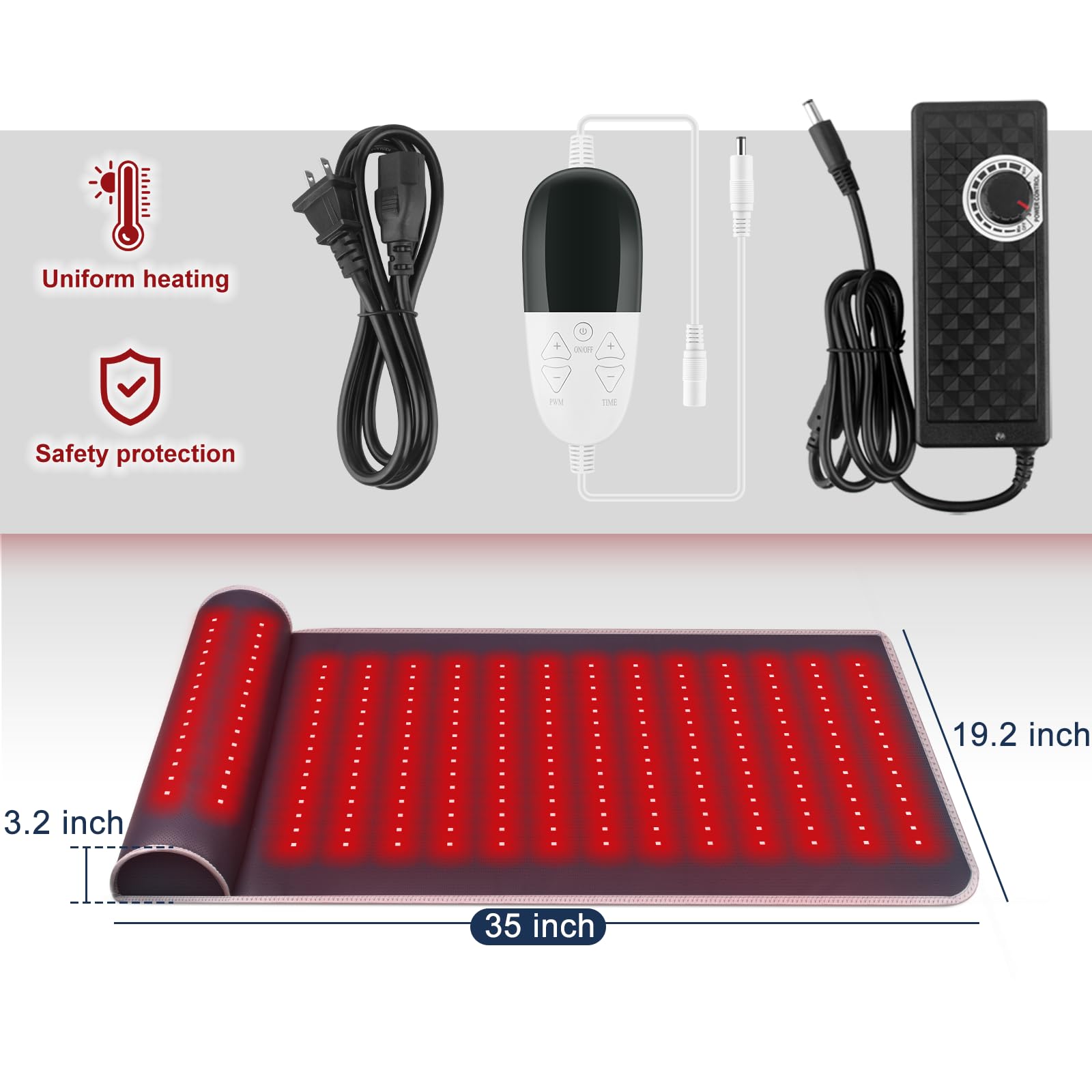 Rutollmit Red Light Therapy Mat - Experience Relaxation with 225 LEDs, 660nm Red Light