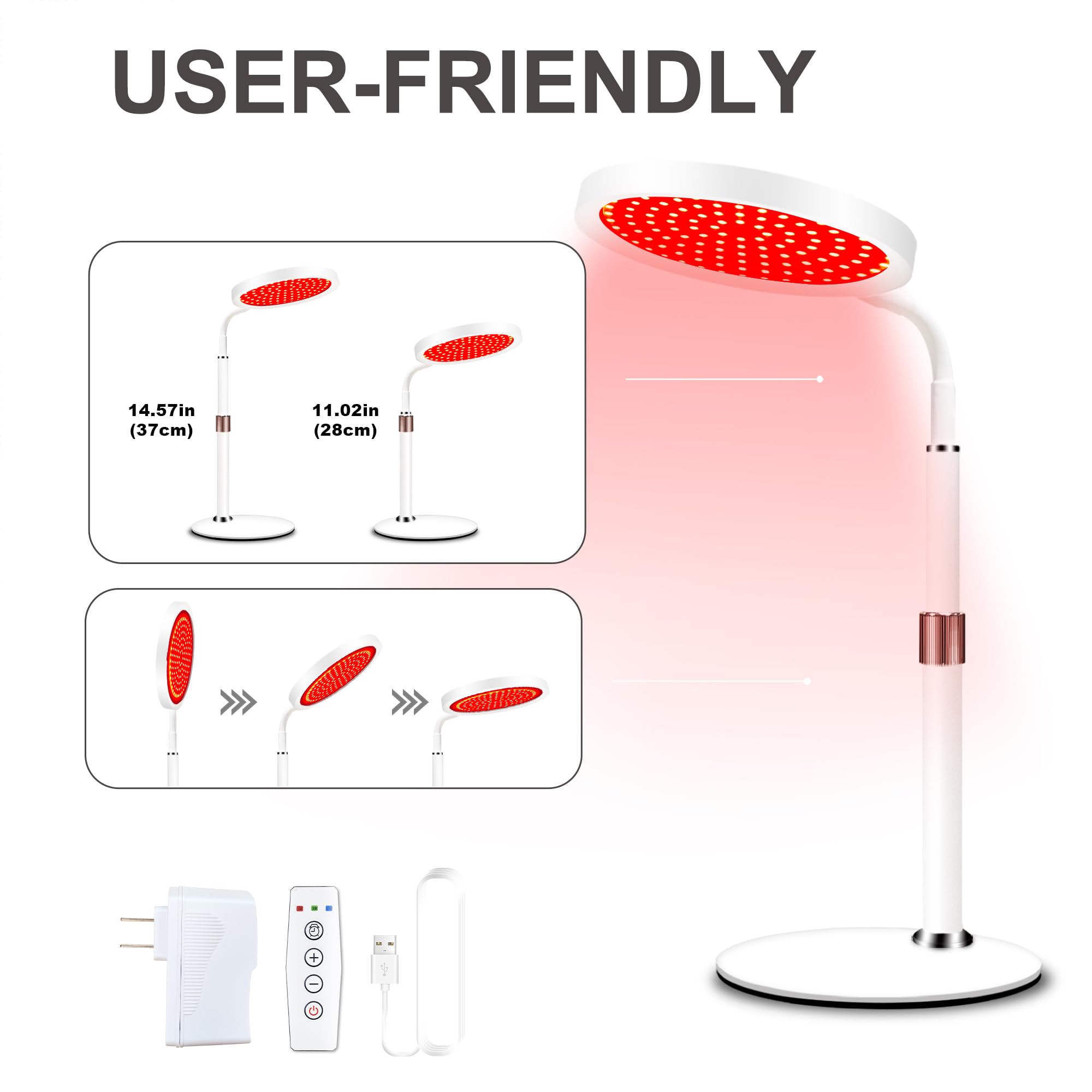 Red Light Lamp with Base, 660nm Red Light & 850nm Near Infrared Red Light Lamp with Timer