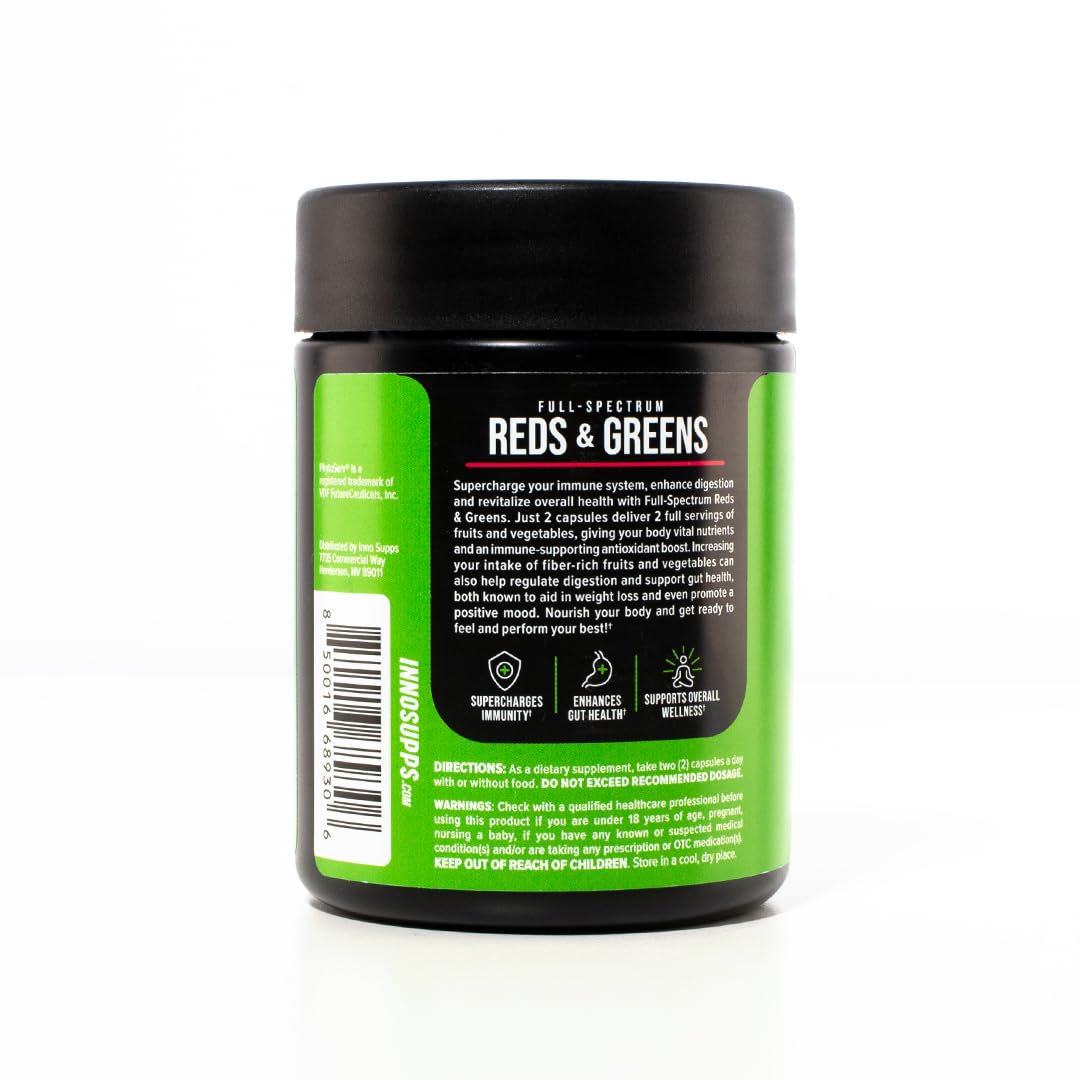 InnoSupps Full Spectrum Reds & Greens | PhytoServ, 2 Servings of Fruits + Veggies Per