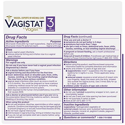 Vagistat 3 Day Yeast Infection Treatment for Women, Relieves External Itching and Irritation