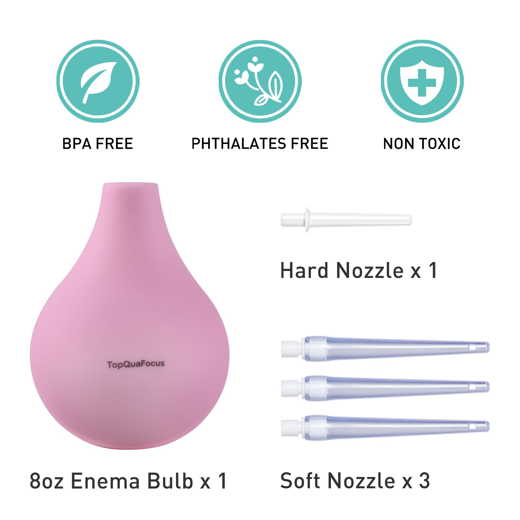 TopQuaFocus 8oz Enema Bulb Kit Anal and Vaginal Douche Bulb for Men Flushing System Enemas Silicone