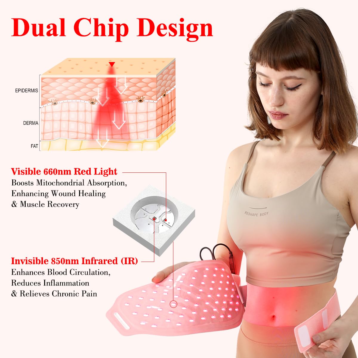 Red Light Therapy Belt for Body, Infrared Light Therapy for Pain Relief, Waterproof Red Light Therapy