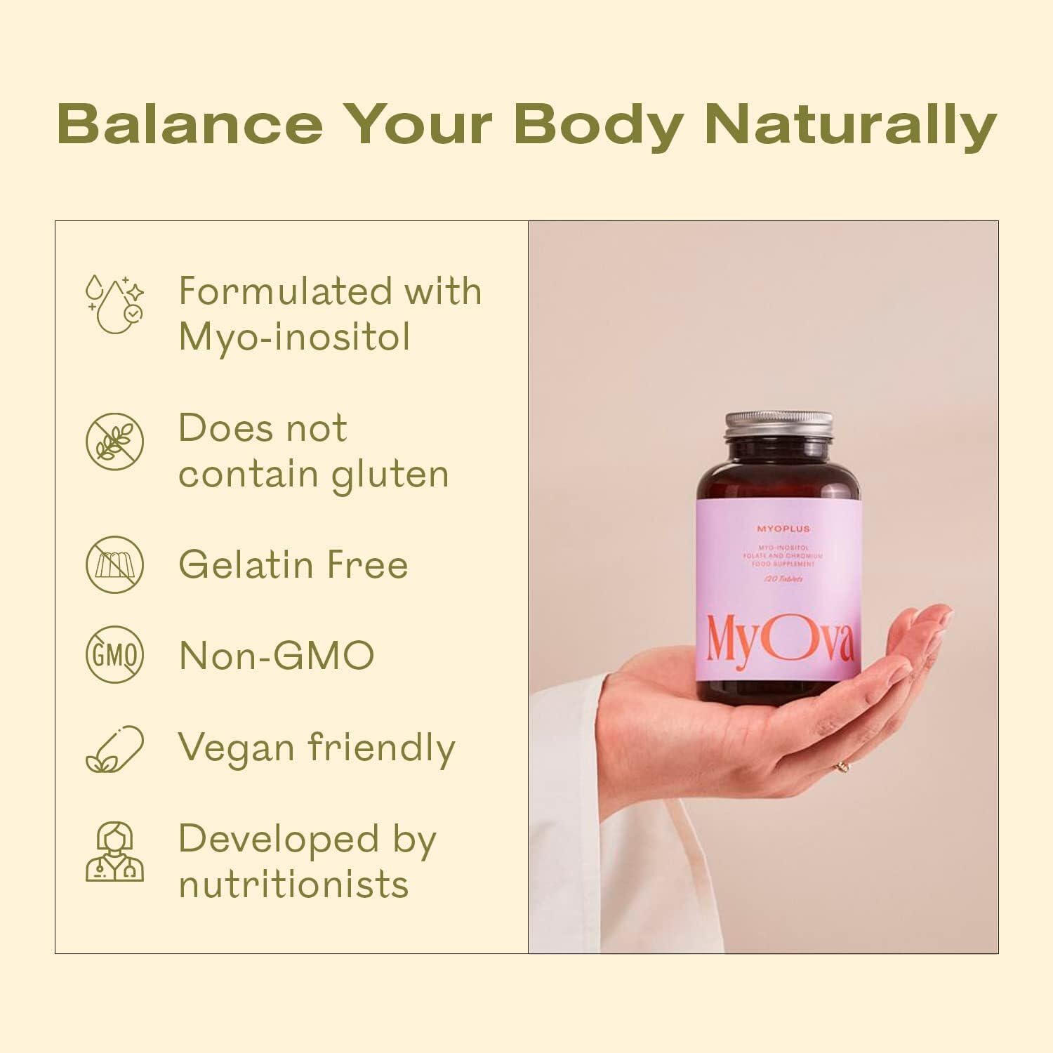 Myoplus - Myo-inositol PCOS Supplement - 4000mg Myo-Inositol, 200ug Folate & 100ug