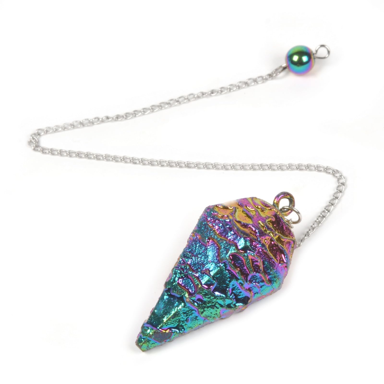 JUSTINSTONES Metallic Rainbow Coated Dragon Blood Fossil Gemstone Rock Crystal Hexagonal