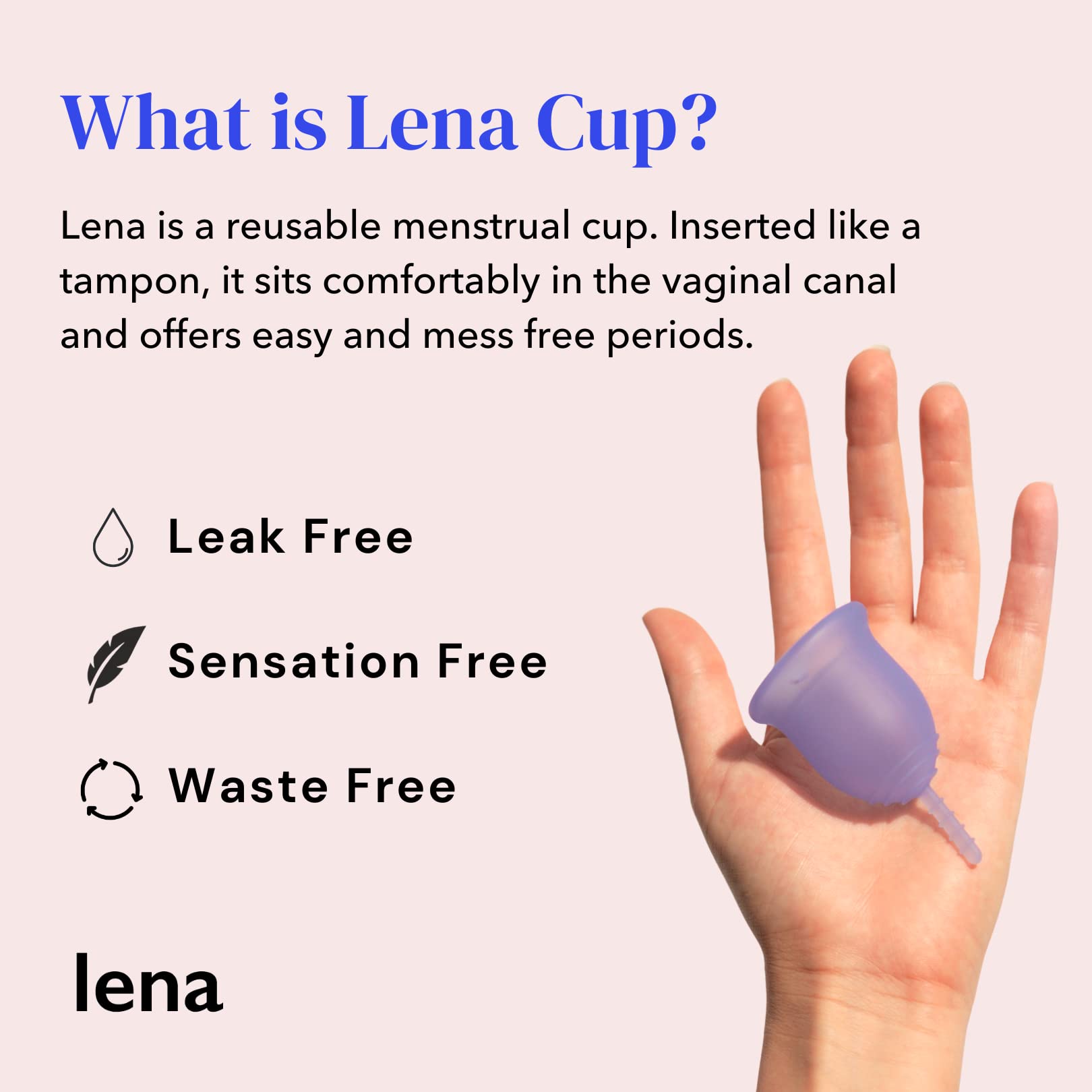 Lena Sensitive Menstrual Cup | Reusable Beginner Period Cup | Wear for 12 Hours