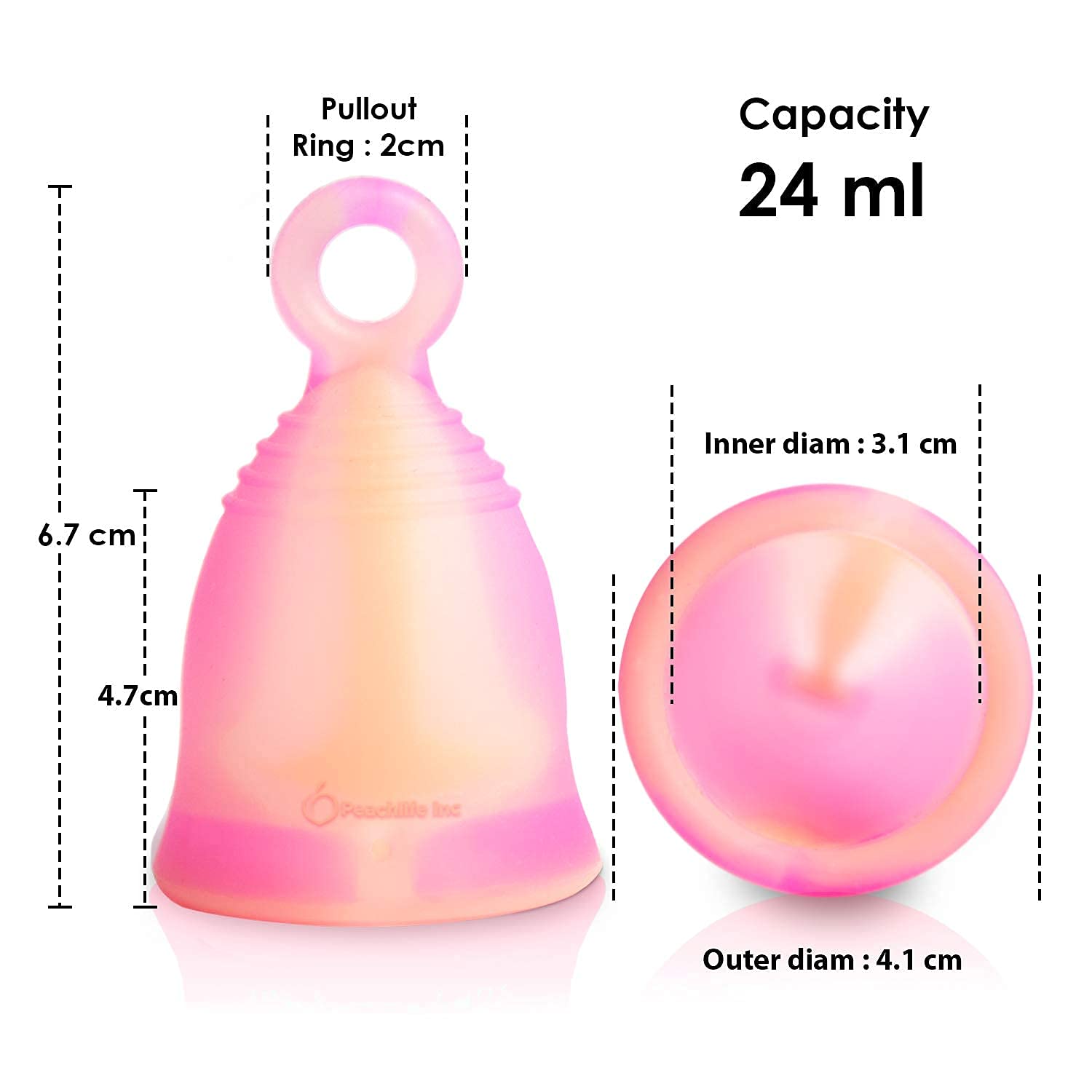 Peachlife Boric Acid Suppositories and Small Soft Menstrual Cup with Ring Pull