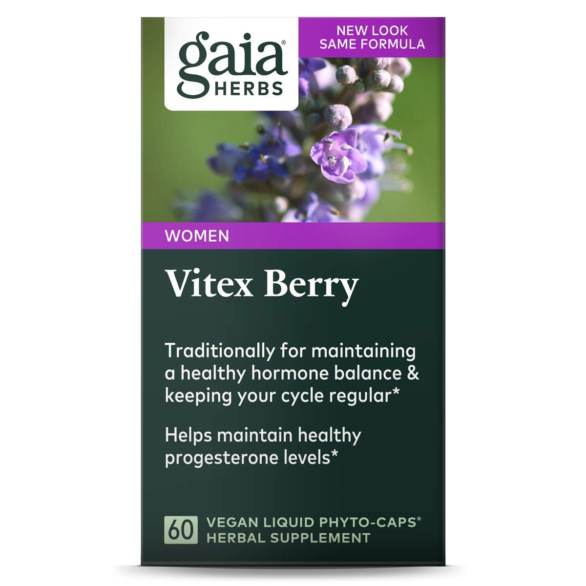 Gaia Herbs Vitex Berry, Chasteberry, Hormone Balance for Women, Vegan Liquid Capsules, 60 Count