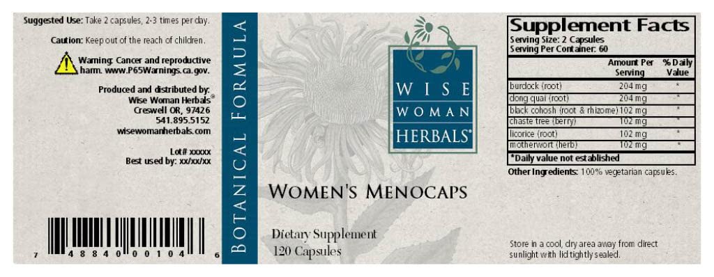 Wise Woman Herbals – Women’s Menocaps – 120 caps - All-Natural Menopause and Puberty Supplement
