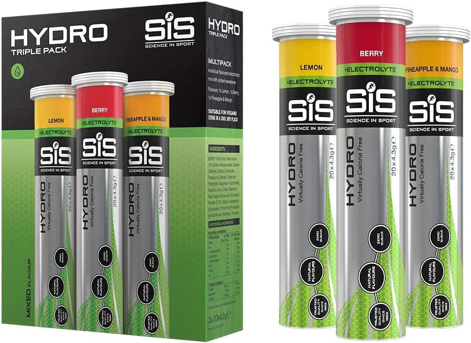 Science In Sport Hydro Hydration Tablets, Variety Pack Pineapple Mango, Berry, Lemon