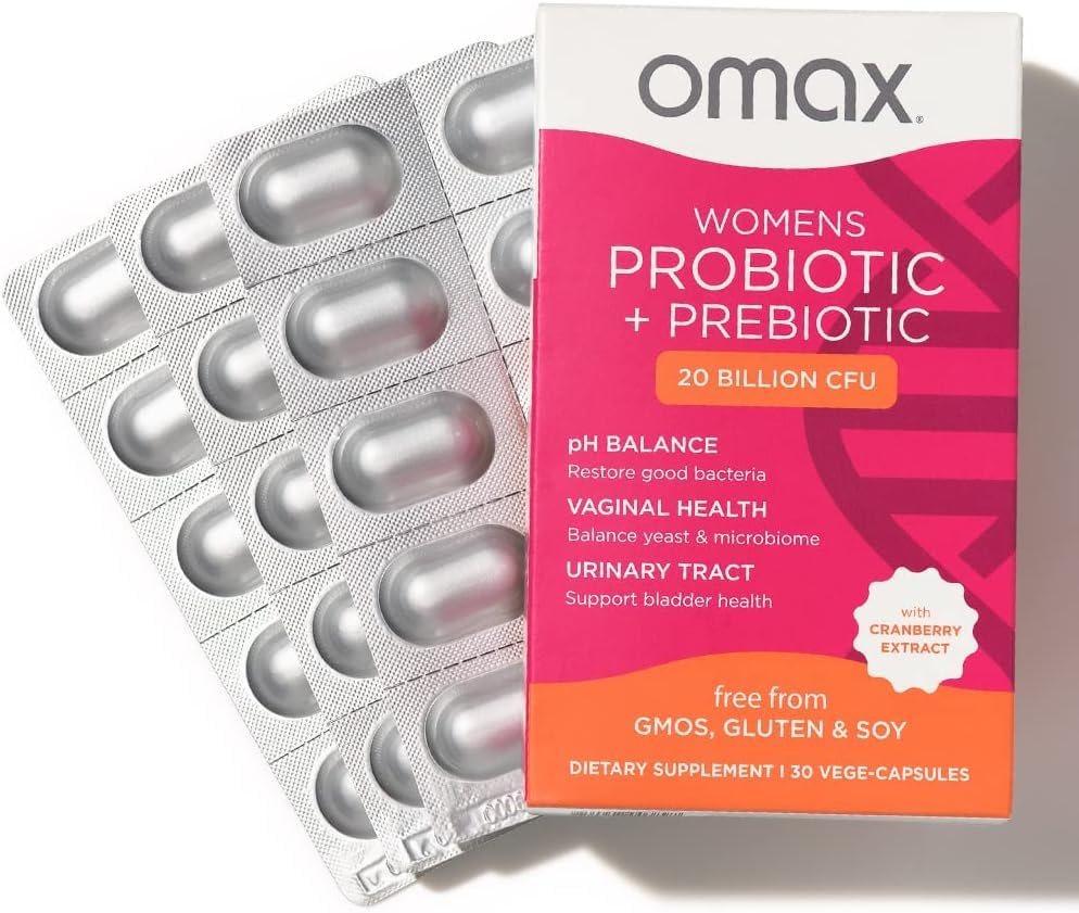 2 Pack Omax Prebiotics & Probiotics for Women, pH Balance, Vaginal Health, Urinary Tract, Yeast