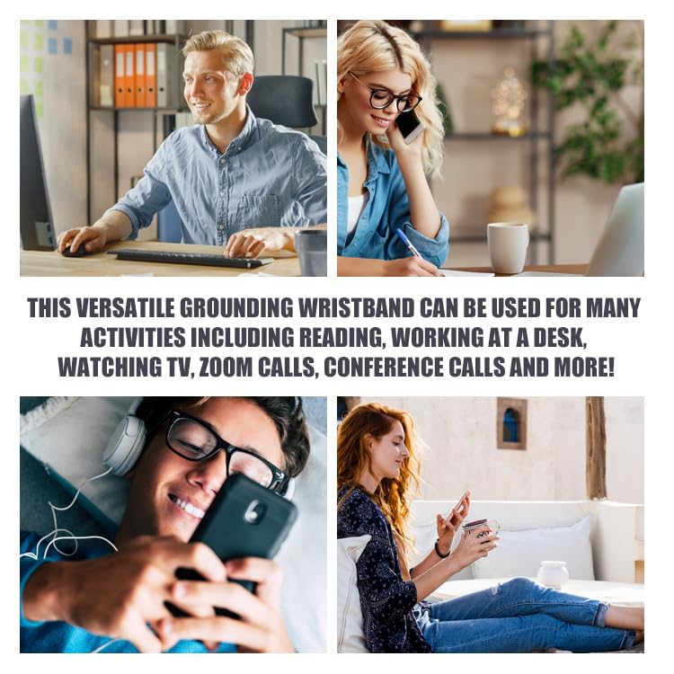 WAUZOBLE Grounding Wrist Strap, Ground Strap with 15 Ft Grounding Cord, Grounding Therapy Band