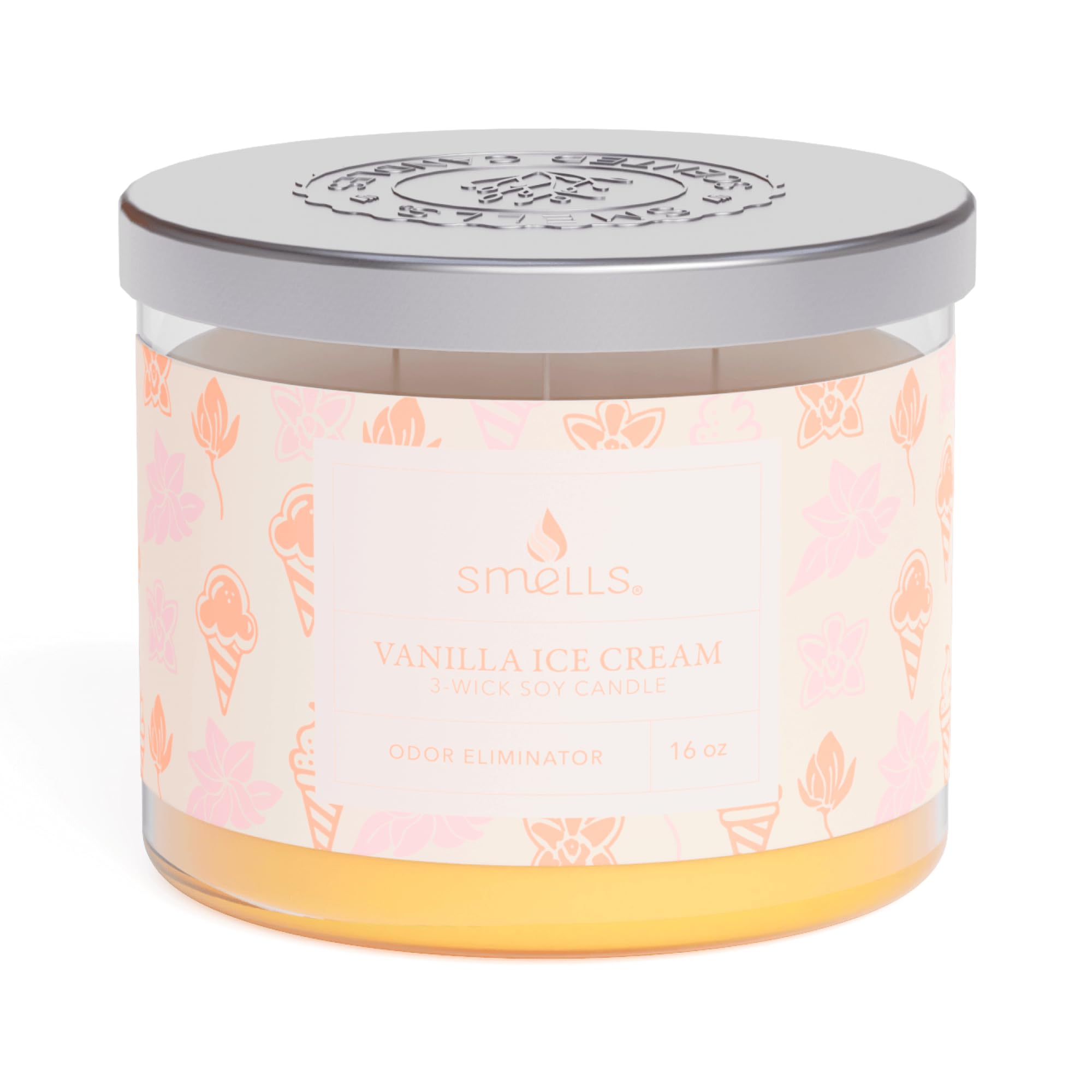 Smells - Odor Eliminator - Premium Soy Wax Jar Scented Candle 12oz. and 16oz. - 100% Cotton Single Wick