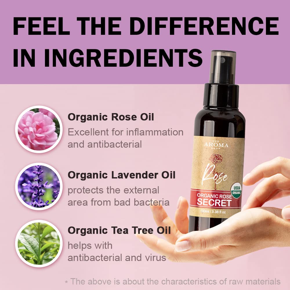 [USDA] TheAromaShop Organic Rose Secret- Natural feminine Spray,Intimate Care
