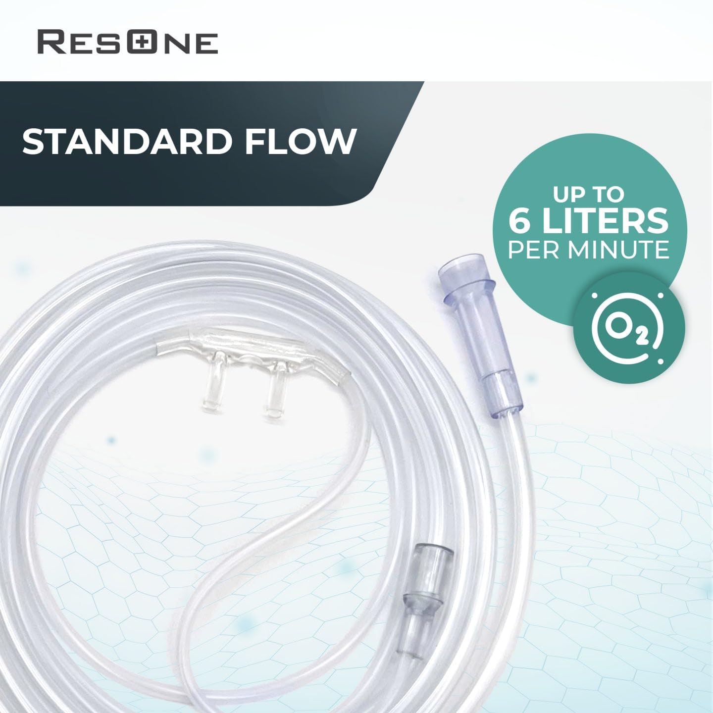 ResOne Soft Nasal Cannula 5-Pack - Oxygen Cannula, Curved Prongs, 4Ft Crush-Resistant Tubing
