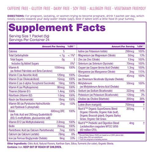 Rootd - Powder Prenatal Vitamin - Pregnancy Multivitamin with 25 Vitamins & Minerals A, C, D, E