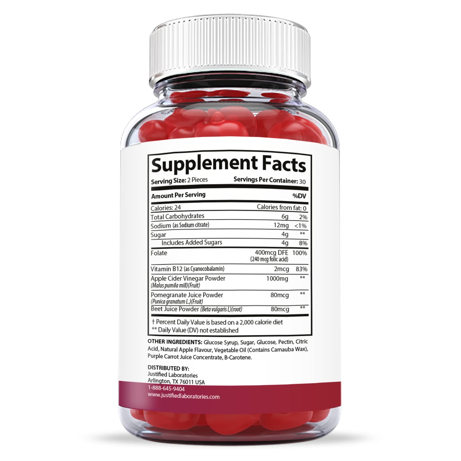 Justified Laboratories (3 Pack) Ketofitastic Keto Gummies 1000MG ACV with Pomegranate