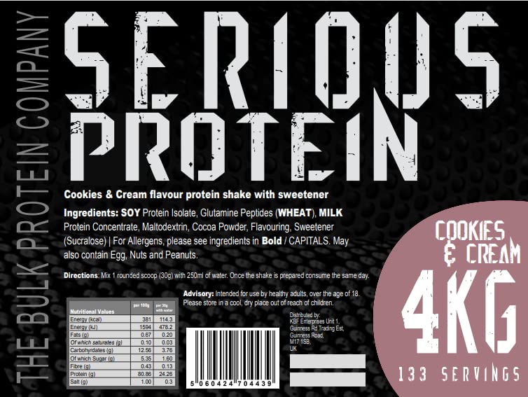 The Bulk Protein Company – SERIOUS PROTEIN – Protein Powder – 4kg – Low Carb