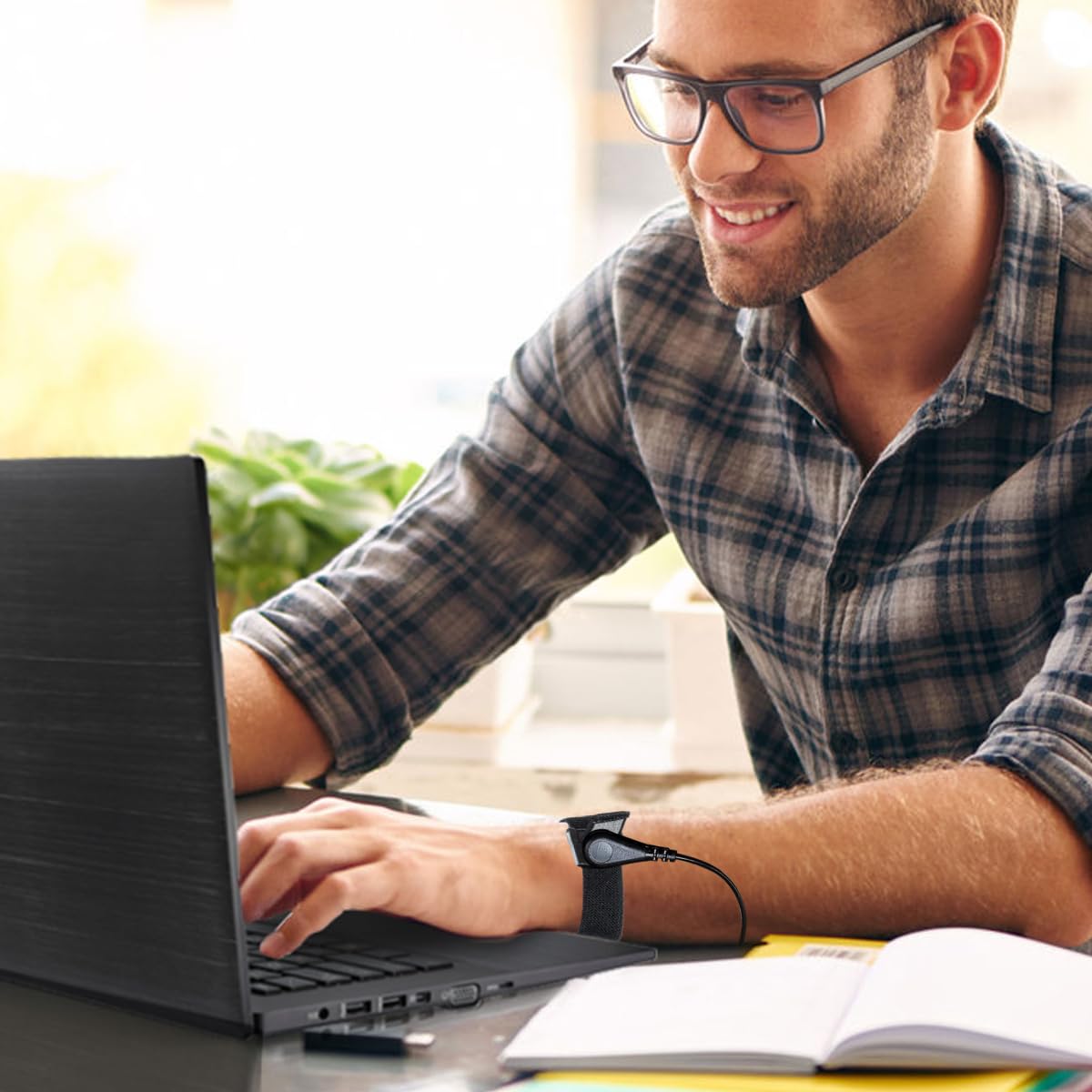 Jffszsd Grounding Wrist Strap,Grounding Cables(15ft),Anti Static Wrist Strap with 15 Feet Grounding