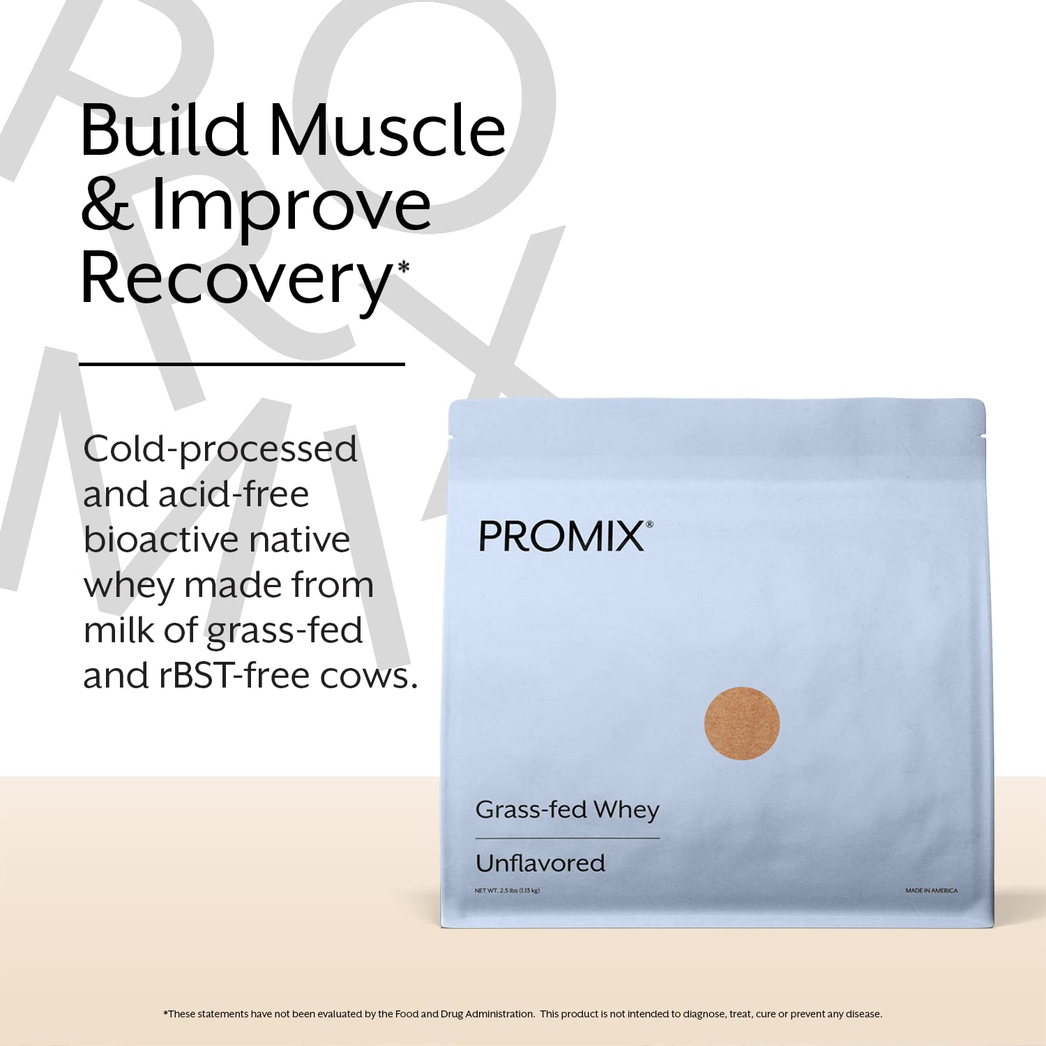 Promix Whey Protein Powder, Unflavored - 2.5lb Bulk - Grass-Fed & 100% All Natural