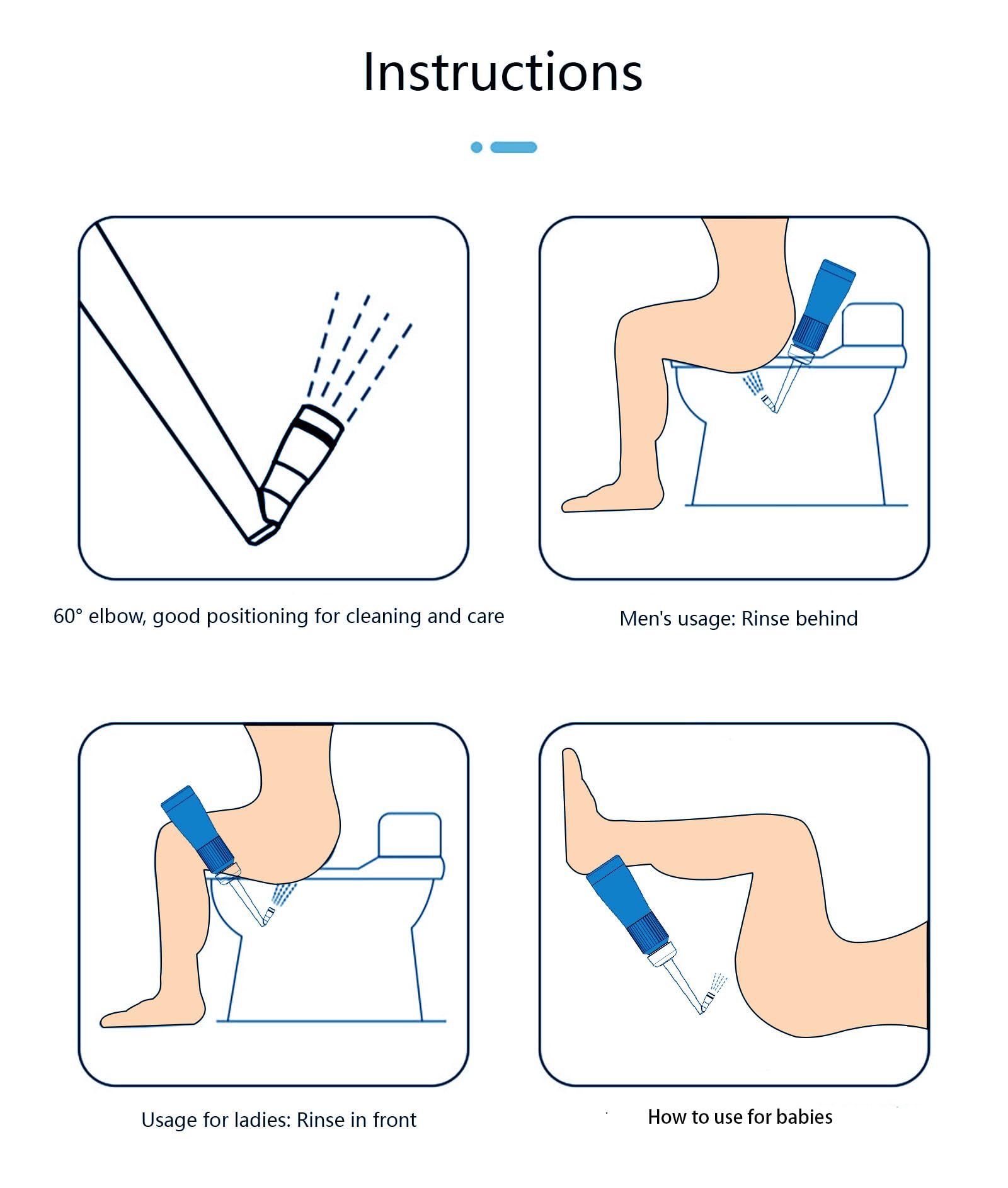 Portable 11.8 Oz Bidet, Feminine Care Irrigator, Retractable Nozzle Travel Bidet with 60° Elbow