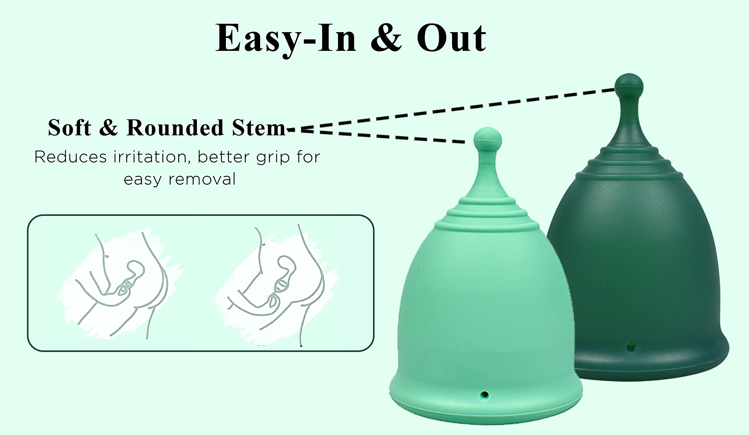 SHORDY Reusable Menstrual Cup (Small & Large) Set of 2 with Box, 100% Soft Silicone, Copa Menstruelle