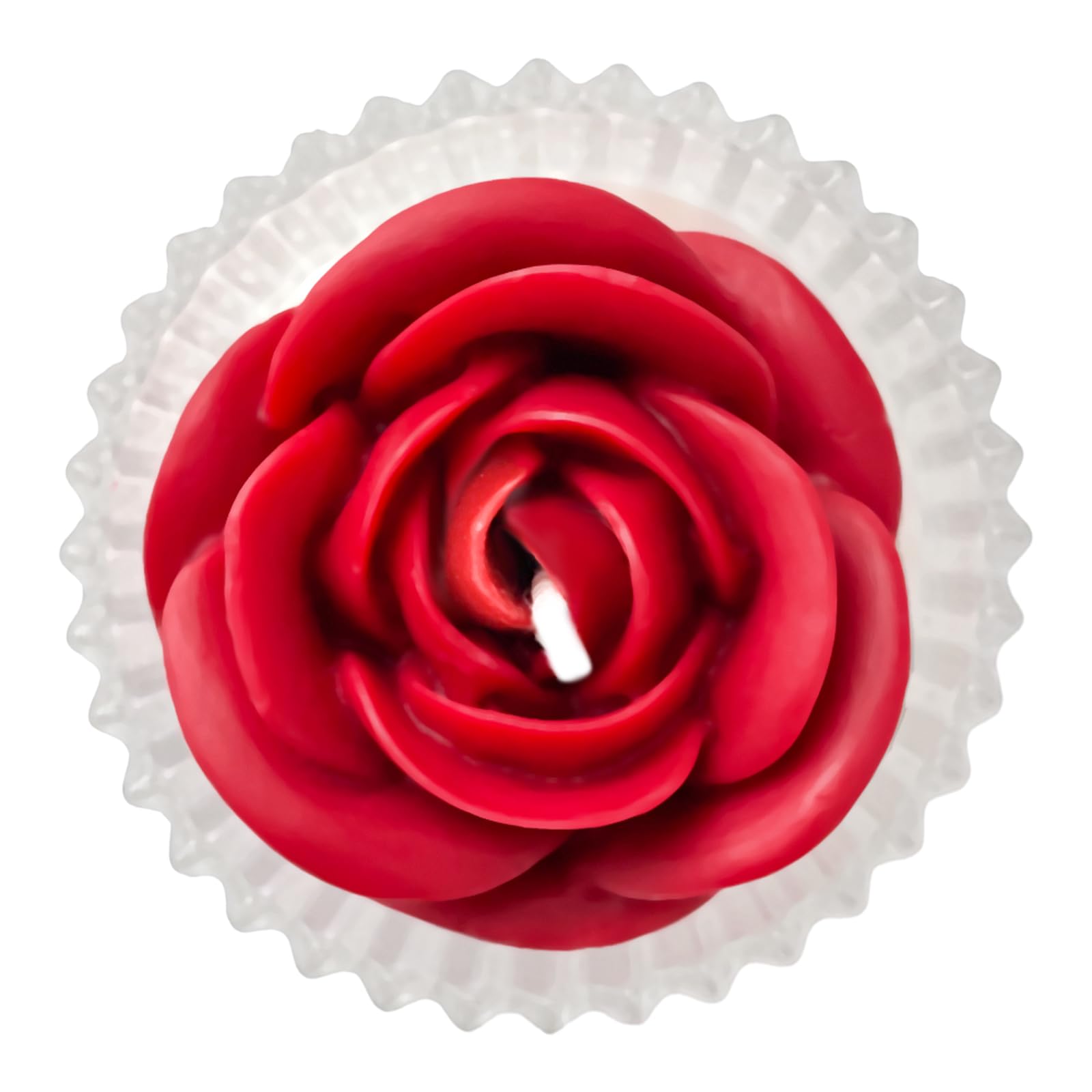 Red Rose Candle in Rippled Glass Jar for Valentine's Day Gifts, English Pear& Freesia Scented Candles