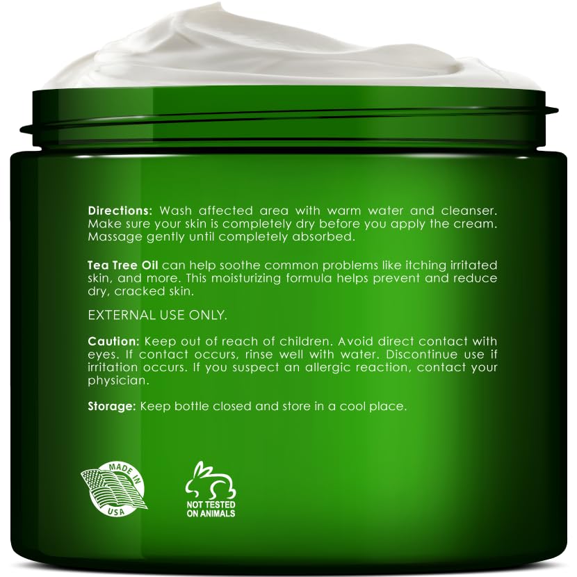 New York Biology Tea Tree Oil Foot Cream for Dry Cracked Feet, Athletes Foot, Nail Fungus