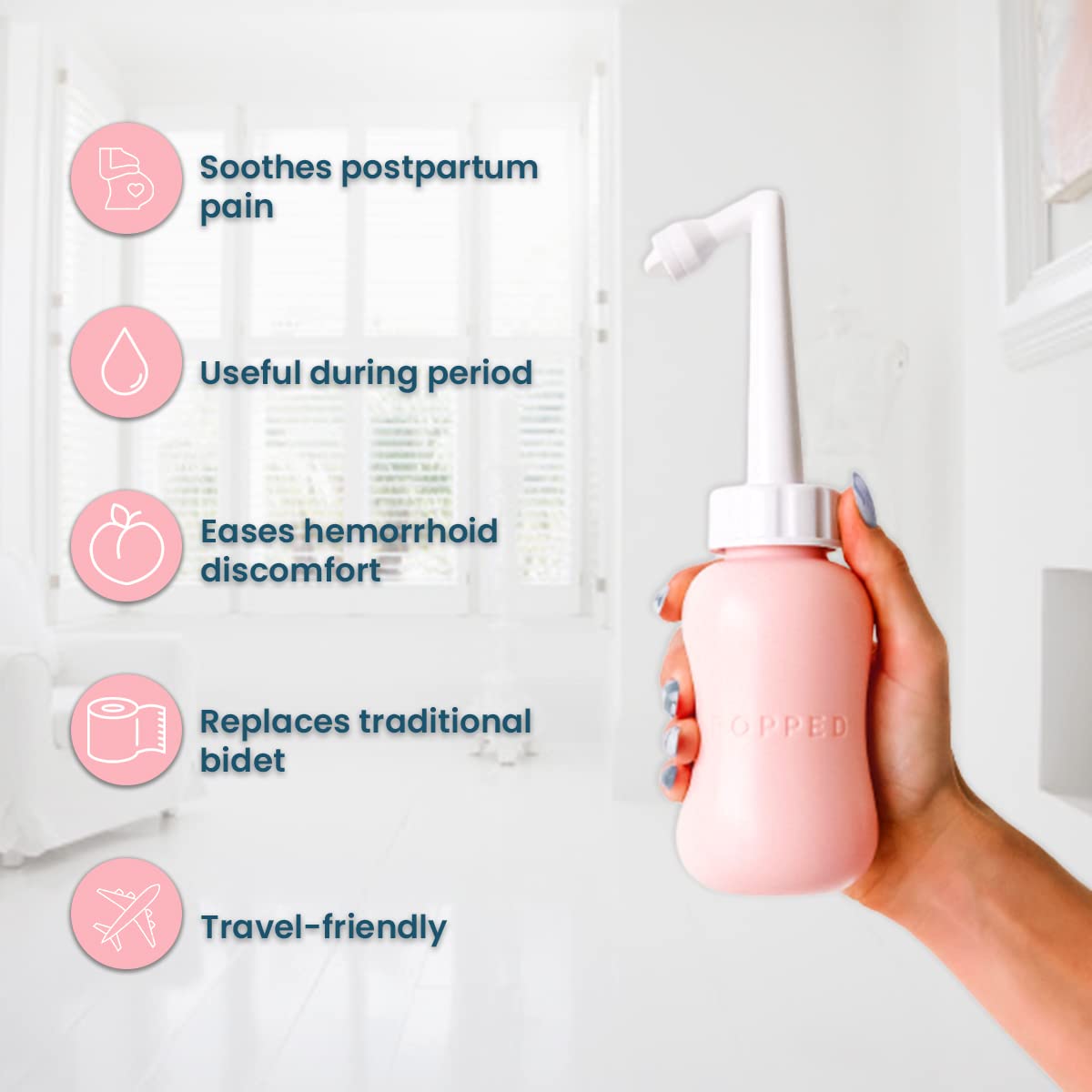 Popped Peri Bottle for Postpartum Care | Portable Bidet | Spray Bottle for Pain Relief, Tears