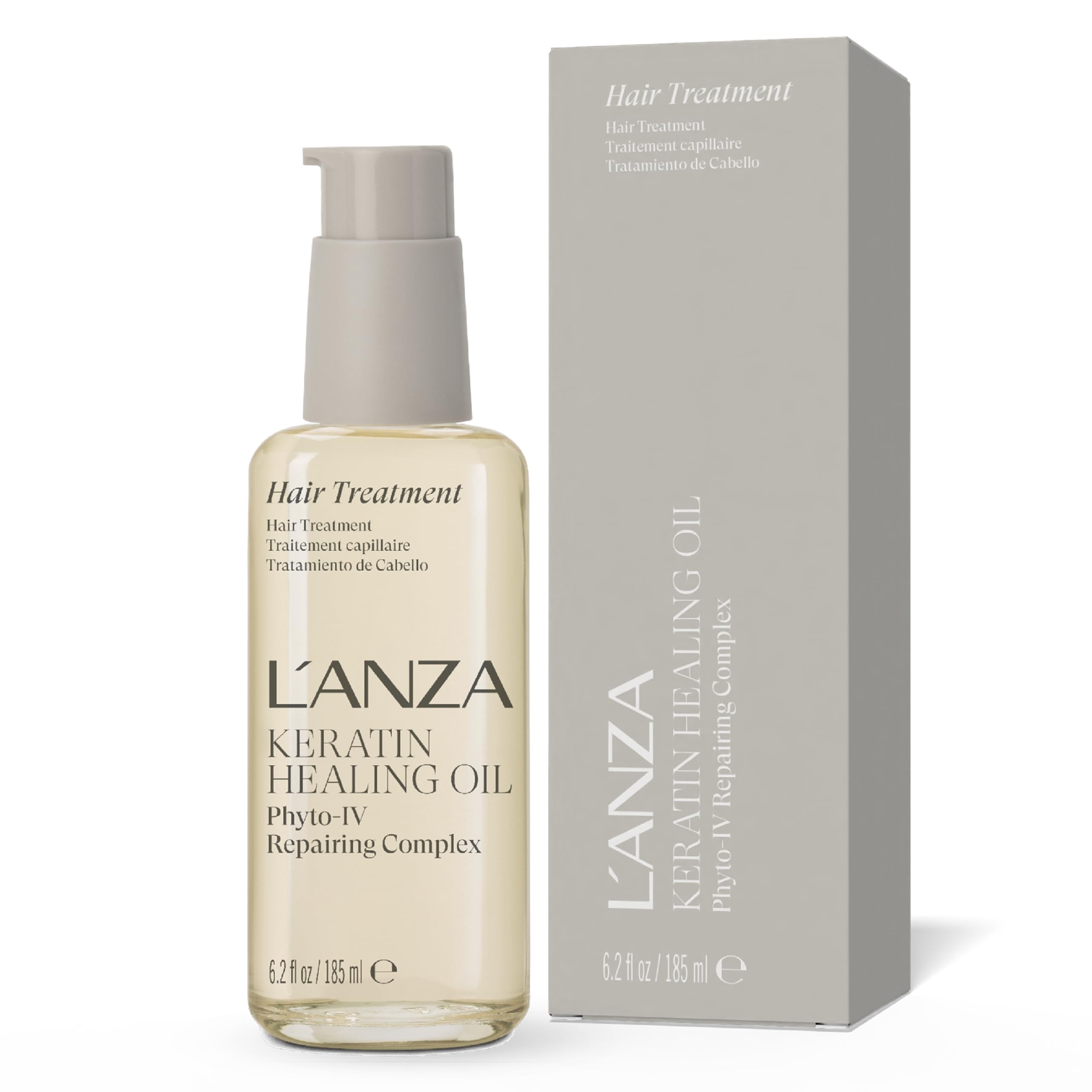 L'ANZA Keratin Healing Oil Hair Treatment Repairs Dry, Damaged Hair, Split Ends, Smooths Flyaways, Adds Silky Shine, Color Safe Anti Frizz, Heat & UV Protection Anti-Humidity, Sulfate Free (6.2 Fl Oz)