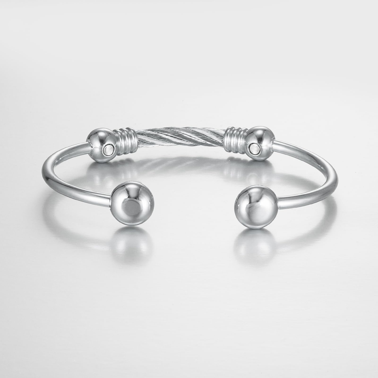 EnerMagiX Magnetic Bracelet for Women for Arthritis and Joint,Twisted Cable Stainless Steel Bangle