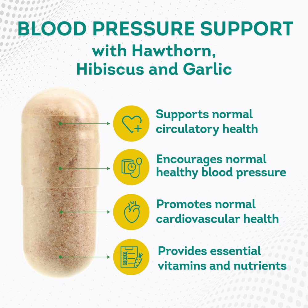 PurePremium Blood Pressure Support Supplement with Hawthorn, Hibiscus & Garlic