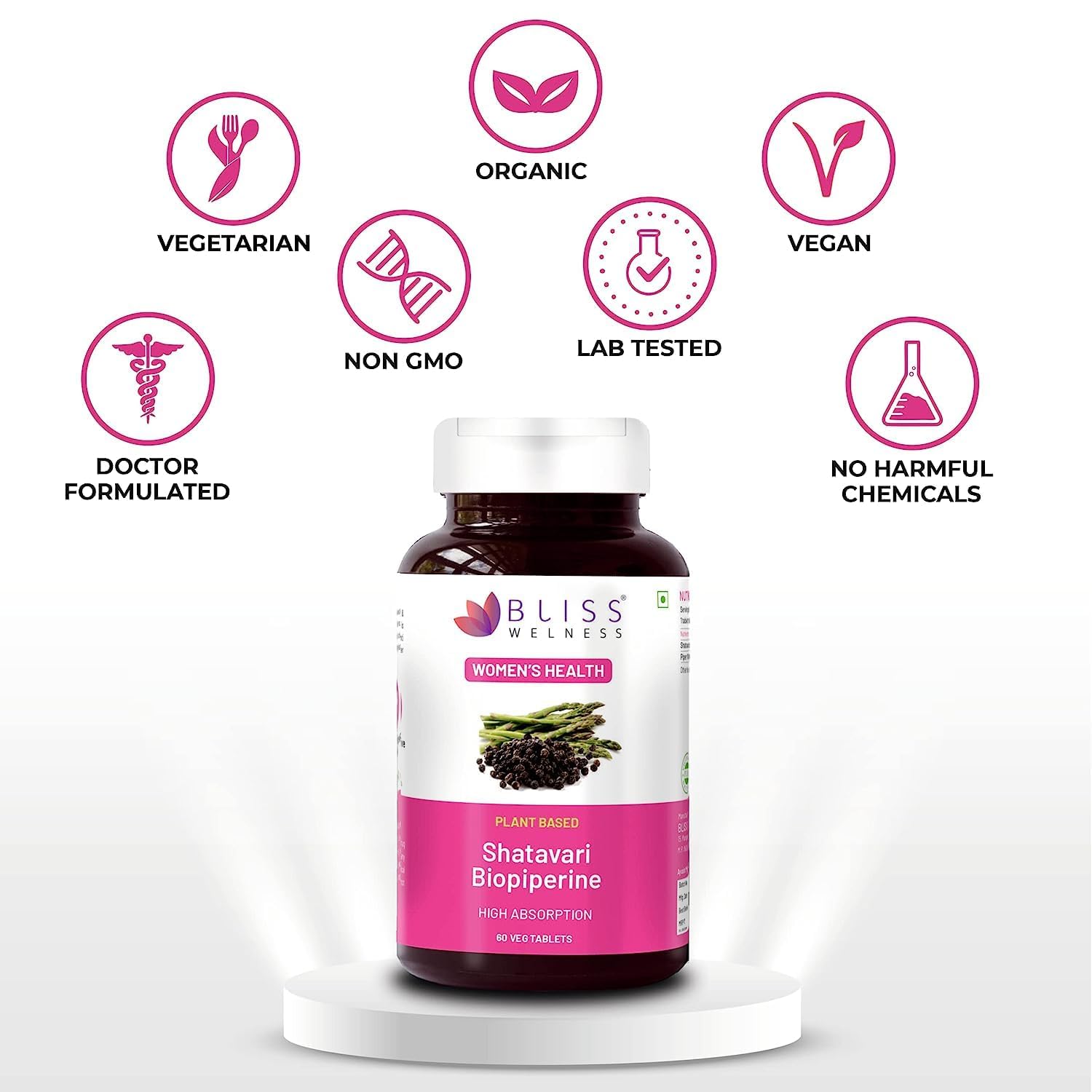 Sheltr Organic Shatavari Biopiperine | Women Health | Lactation Support Immunity Booster Menopause