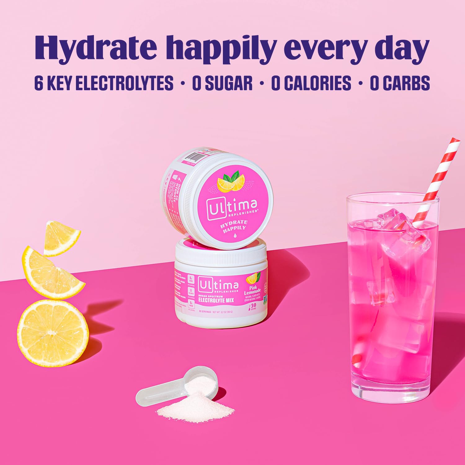 Ultima Replenisher Daily Electrolyte Drink Mix – Pink Lemonade, 30 Serving – Hydration