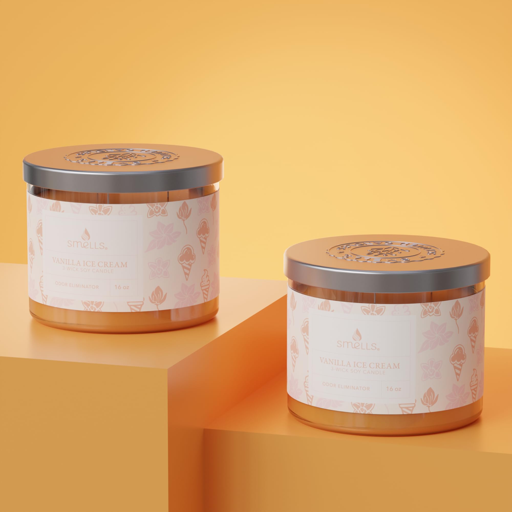 Smells - Odor Eliminator - Premium Soy Wax Jar Scented Candle 12oz. and 16oz. - 100% Cotton Single Wick