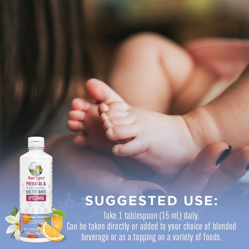 MaryRuth Organics Prenatal & Postnatal Liposomal Multivitamin Women, Sugar Free Liquid Vitamin