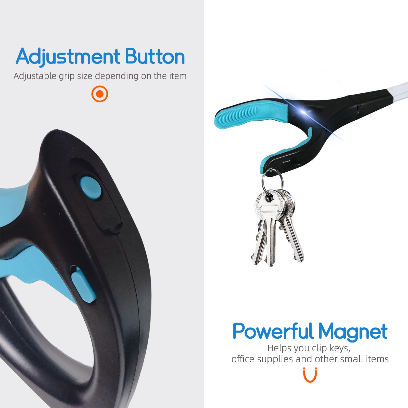 Grabber Reacher Tool, 32" Pick Up Stick Grabber with LED for Elderly and Lightweight Trash Picker