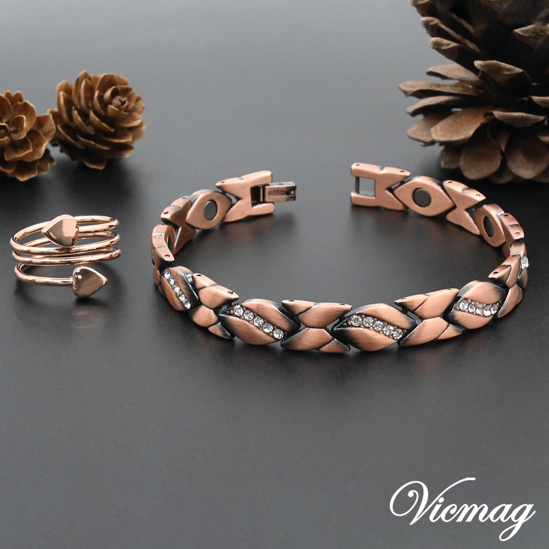 Vicmag Copper Bracelet for Women 99.9% Solid Pure Copper Valentine's Day Gift for Her with Adjustment Tool