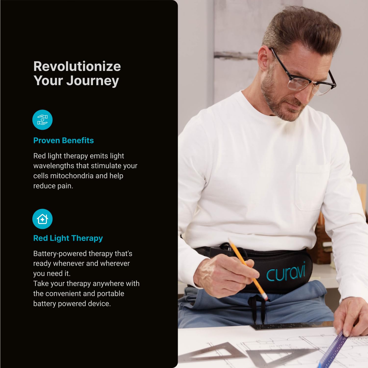 CURAVI Plus™ Wearable Red Light Therapy Belt for Lower Back Pain Relief - 160 Diodes - Safe and Effective