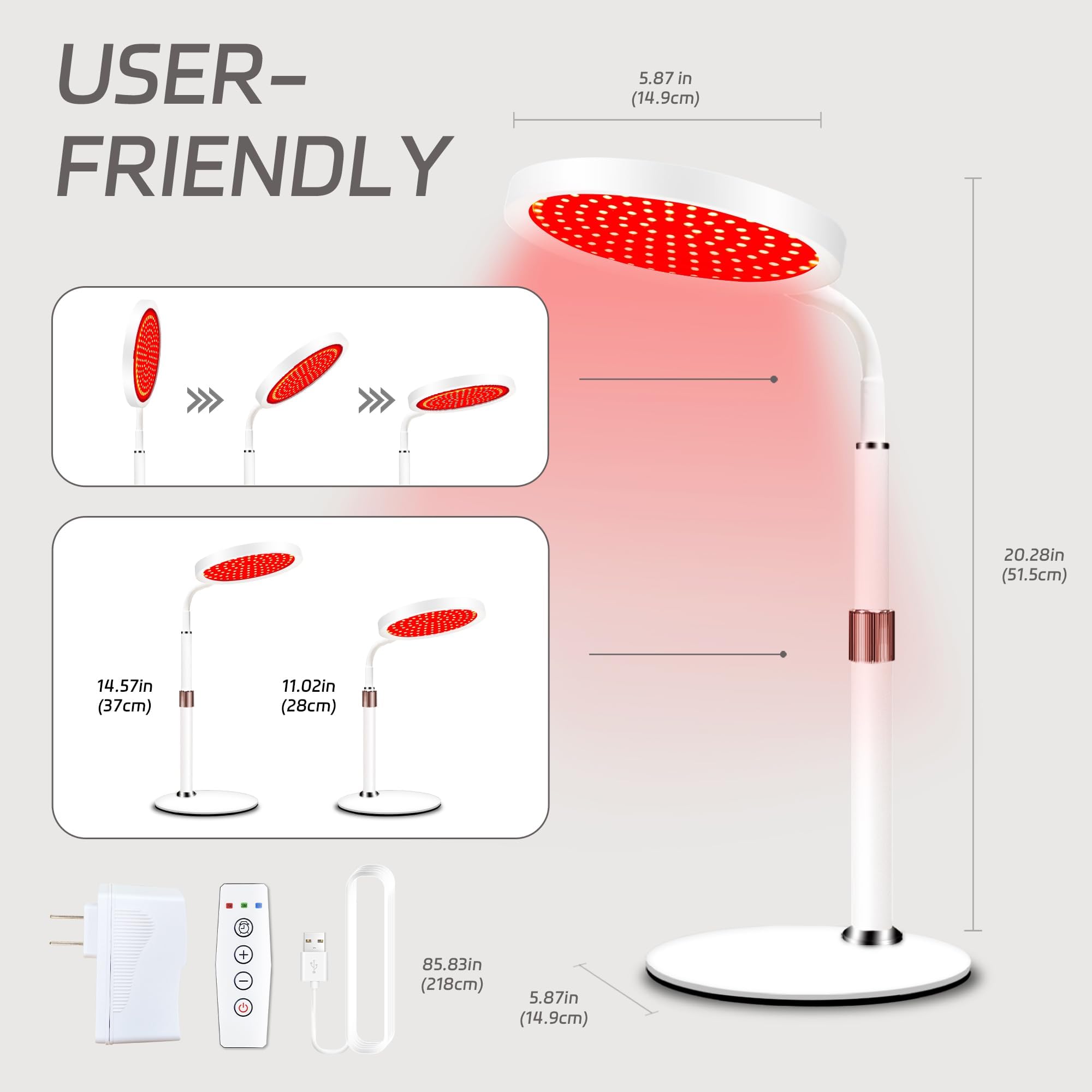 Shomterade Red Light for Face with Base, 100LEDs 3-in-1 Chips Infrared Light Lamp, 660nm ＆850nm