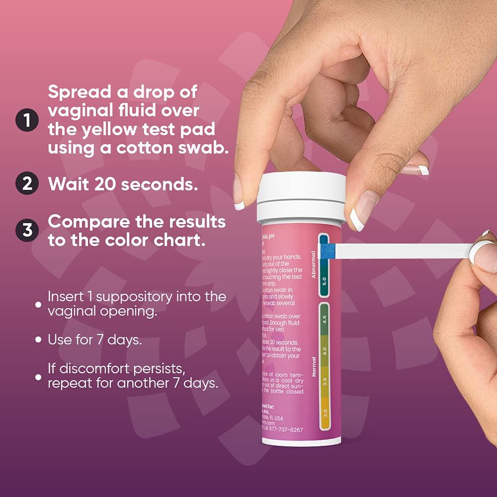 Seroflora Boric Acid Vaginal Suppositories 600mg (28ct) & 40 pH Test Strips for Women