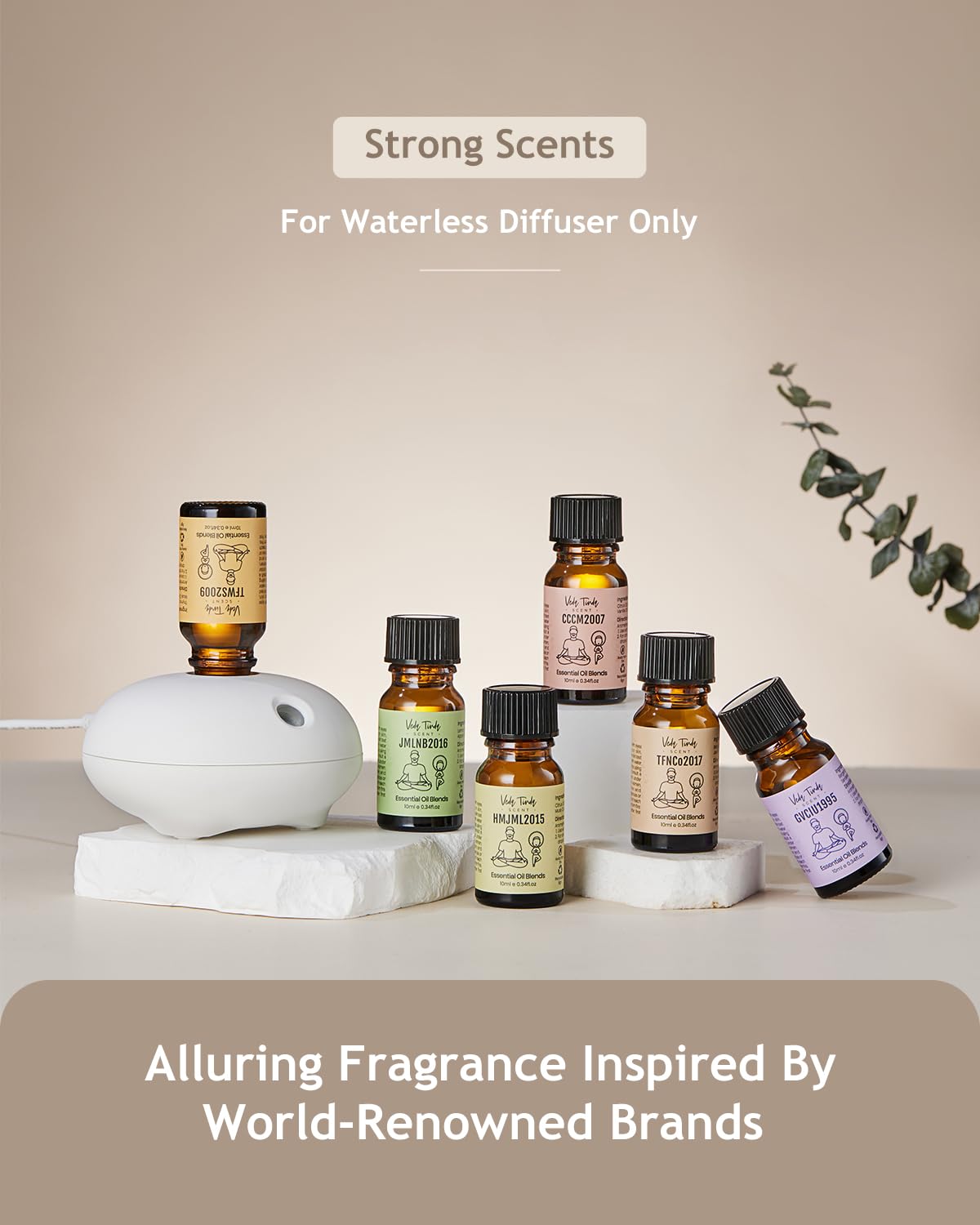 VTS Waterless Diffuser with Classic Perfume Scent Essential Oils Set, Perfume Collection