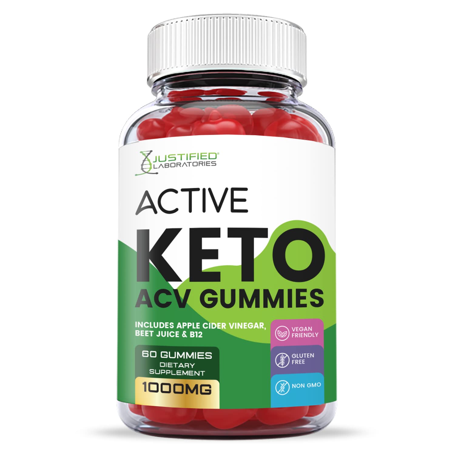Justified Laboratories Active Keto ACV Gummies 1000MG with Pomegranate Juice Beet