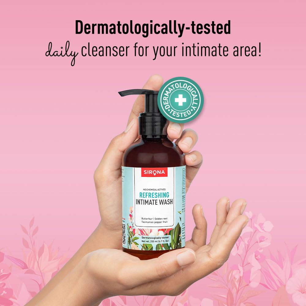 Sirona Natural Refreshing Feminine Wash - 6.7 Fl Oz (200 ml) | No Chemical, No Irritation, pH Balanced Intimate