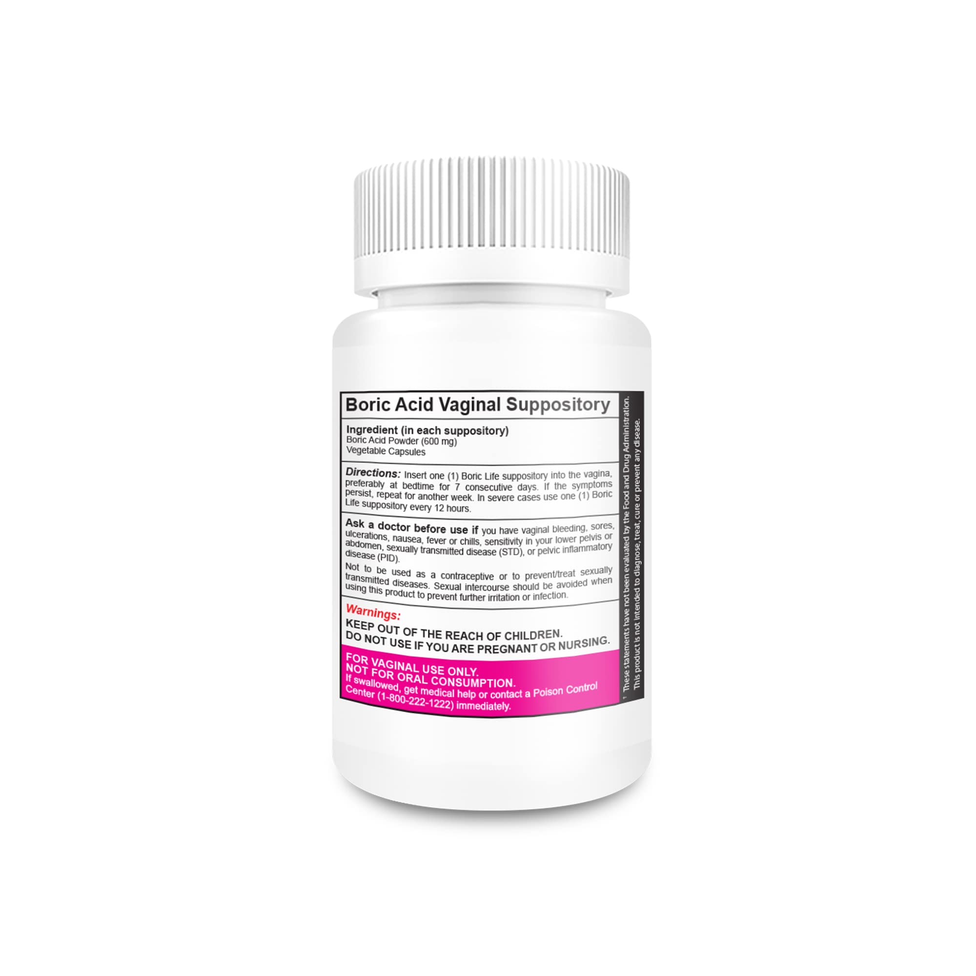 NutraBlast Boric Acid Vaginal Suppositories - 100% Pure Made in USA - Boric Life Intimate Health Support