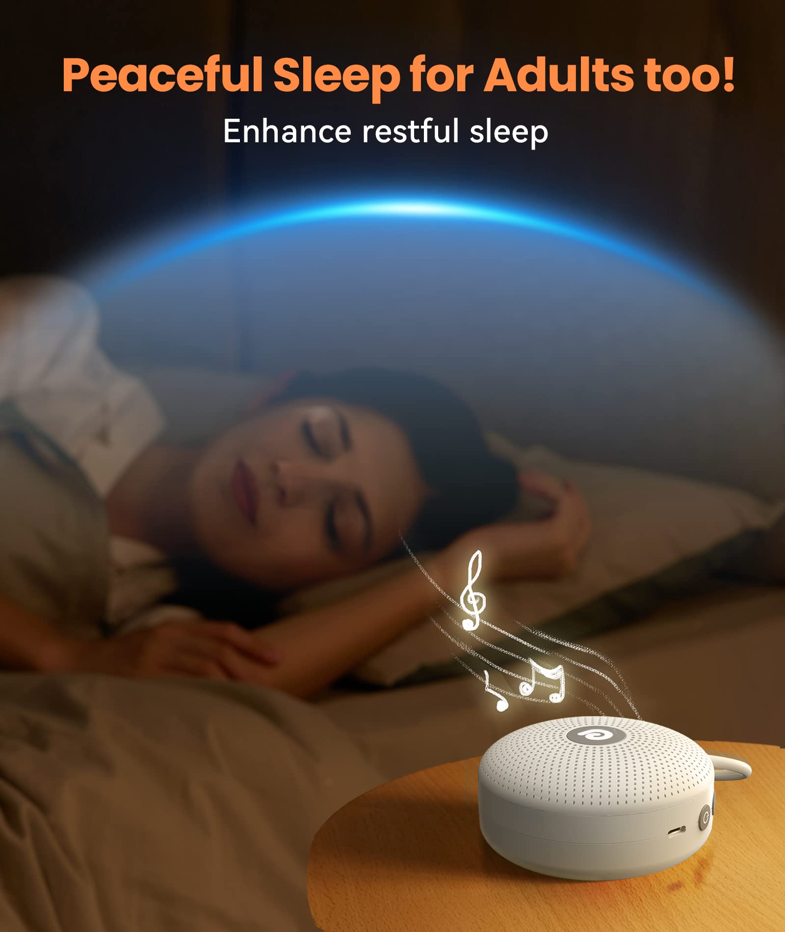 Dreamegg White Noise Machine - Portable Sound Machine for Baby Adult, Features Powerful Battery