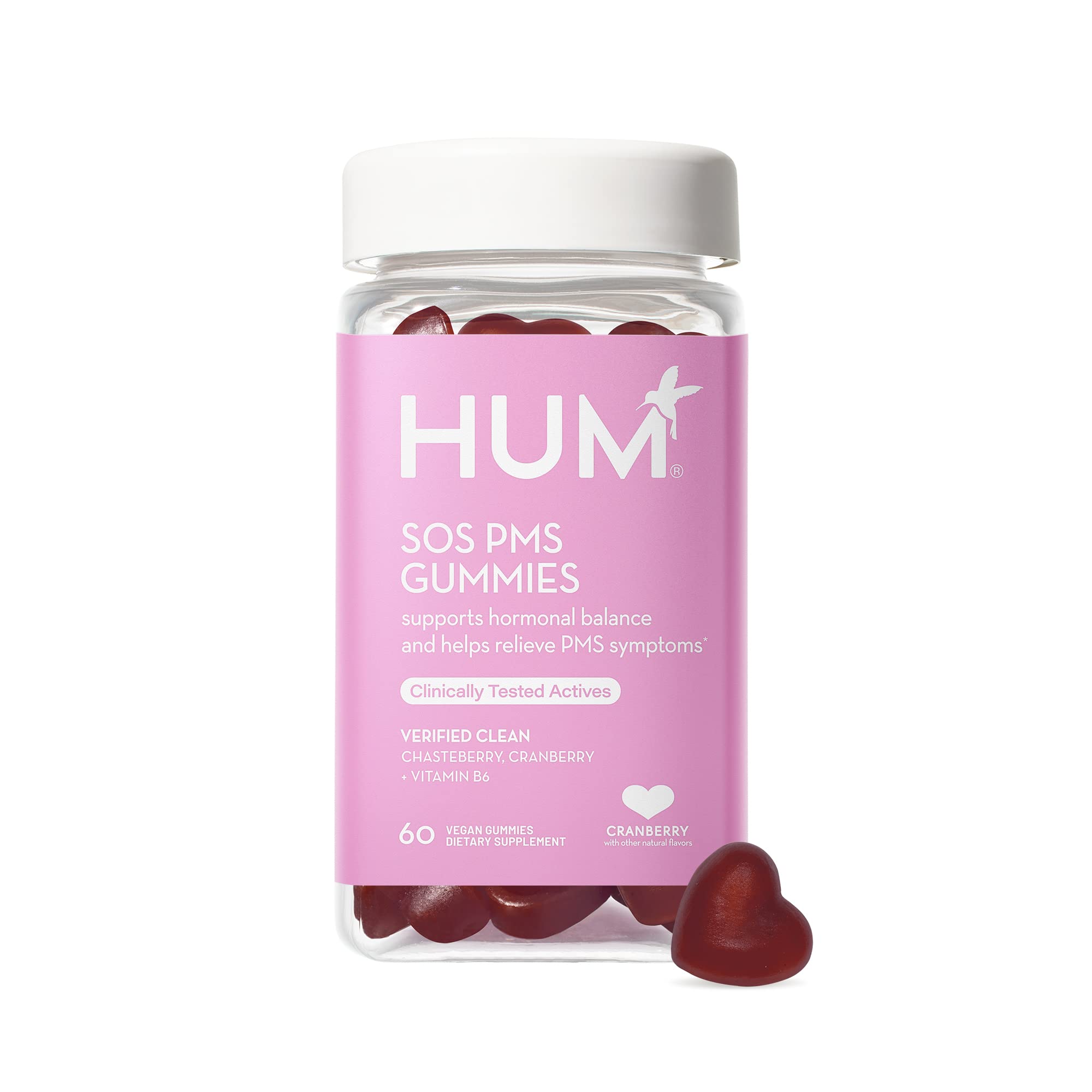 HUM Nutrition SOS PMS Gummies, Helps Relieve PMS Symptoms, Bloating Relief, Mood Swings, Hormonal Balance