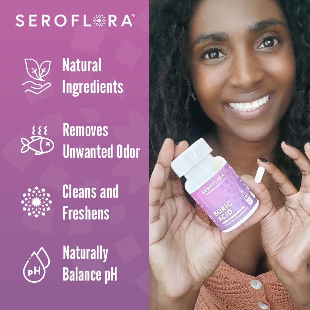 Seroflora Boric Acid Vaginal Suppositories - Promotes Vaginal pH Balance and Odor Control