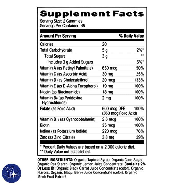 Grapefruit & Pomegranate Prenatalmulti Vitamin Spring Valley Non GMO Dietary Supplement Gummies