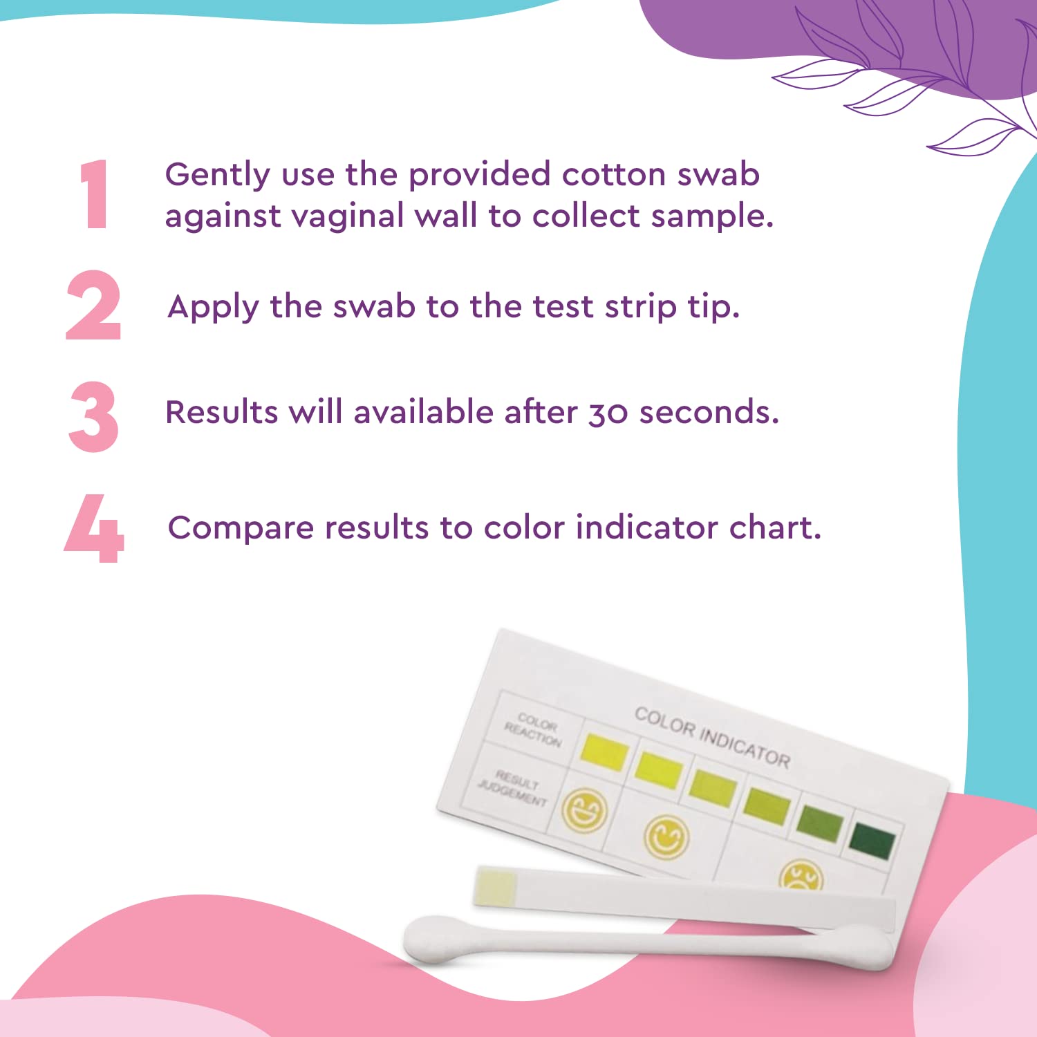 EcoBlossom Vaginal pH Test Strips for Women - Check pH Balance - Monitor Bacterial Vaginosis